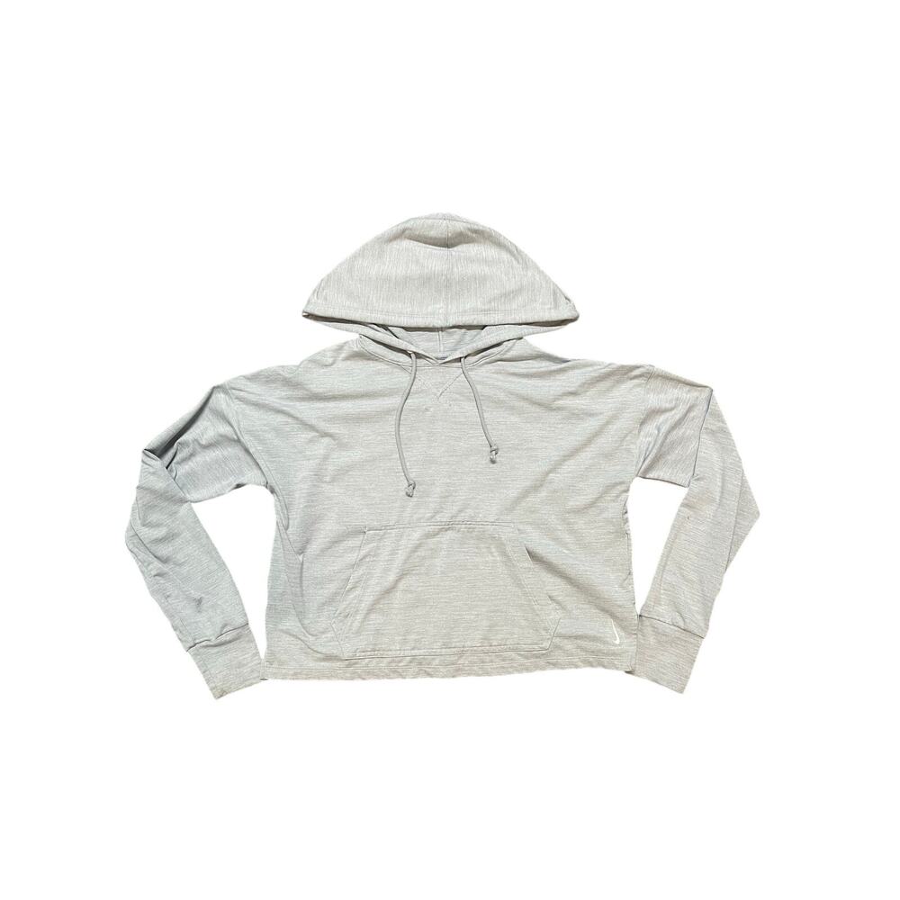 Nike Dri-fit Women's cropped hoodie kangaroo pockets light grey size small
